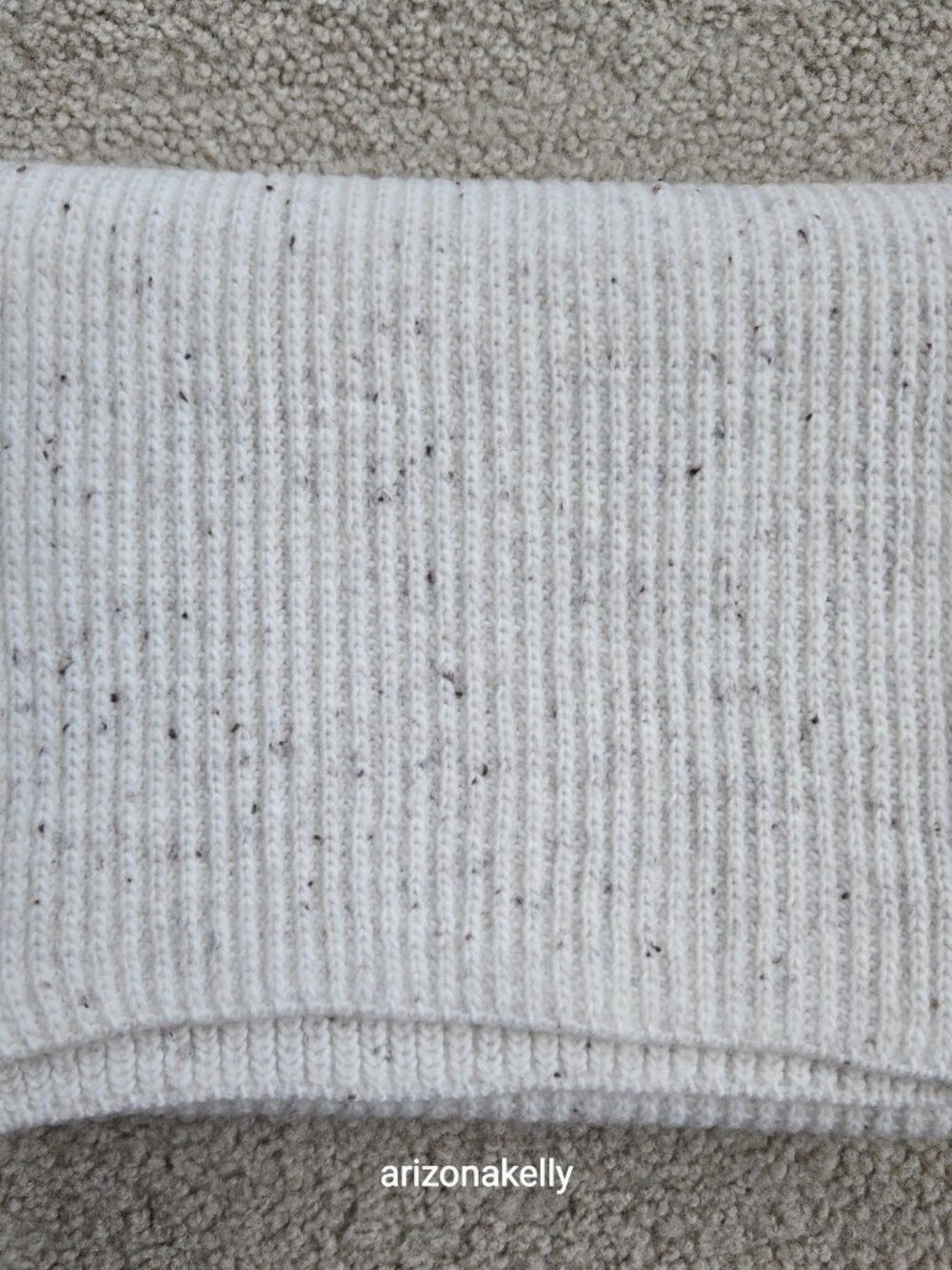 Garnet Hill Cashmere Ribbed Scarf Speckled Oatmeal *FLAW* - Picture 12 of 12